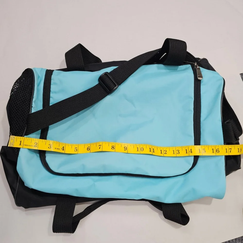 Nike Duffle Bag OS Black Blue Logo Gym Travel Sports Carry On Duffel